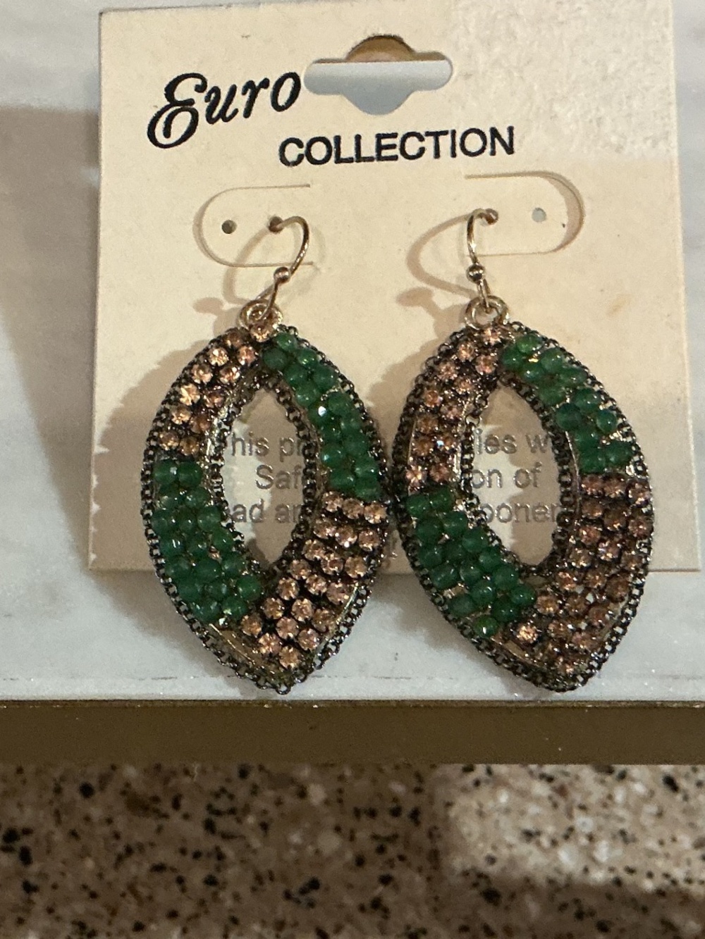 Pink and Green Diamond Earrings